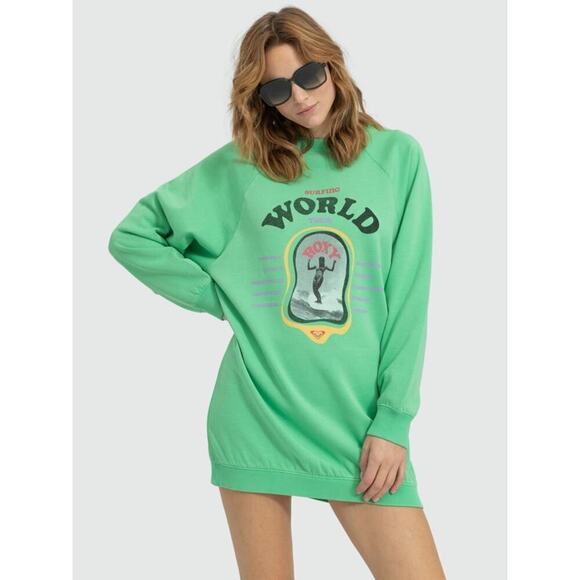 ROXY Tops - ROXY Women's Green Crew Neck Breaking Waves Sweatshirt Size XXL